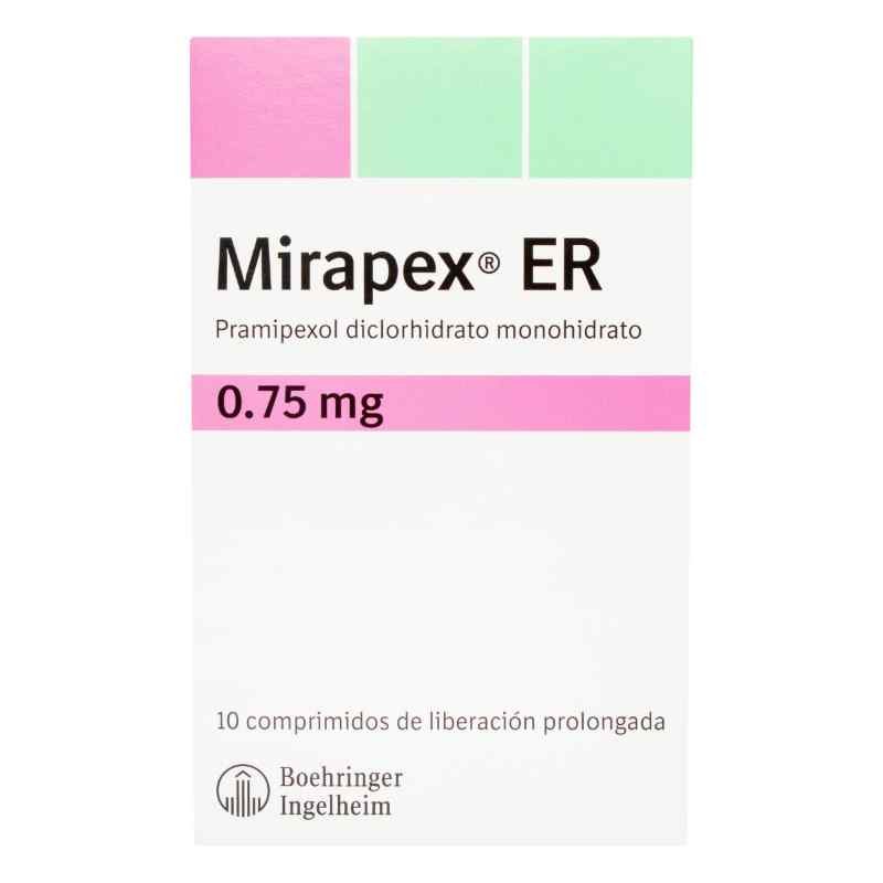 MIRAPEX ER 0.75 MG CAJA X 10 TABLETAS